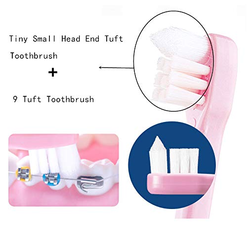 4 Pieces Tuft Toothbrush Tiny Small Head End Tuft Toothbrush, Orthodontic Soft Trim Wisdom Toothbrush Single Compact Interdental Interspace Brush (Single) #TOP2