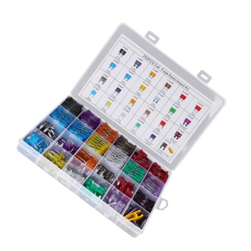 Healeved kit de fusibles automotrices con 250 piezas y caja de almacenamiento de ABS y aleación de zinc miniatura 1