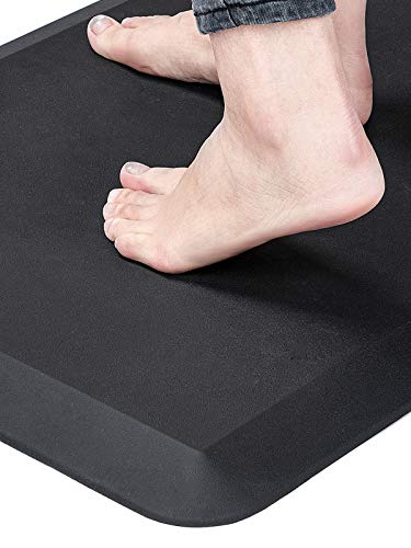 Anti Fatigue Standing Desk Pad - Comfort Floor Mat for Kitchens, Standing Desks and Garages, Relieves Foot, Knee, and Back Pain, Thicken Core Foam Phthalate Free (18x24x3/4-Inch, Black)