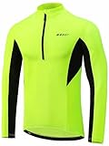 qualidyne Men’s Cycling Jersey Long Sleeve, Quick Dry Moisture-Wicking, UPF 50+, Half Zip Bike Shirt with 3+1 Pockets Yellow