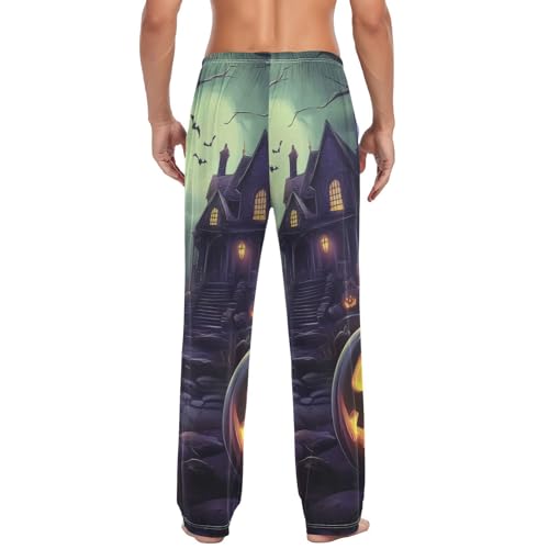 Men's Pajama Pants Scary Night Halloween Pumpkins Sleep Pajama Lounge Pant with Pockets, Elastic Waistband2
