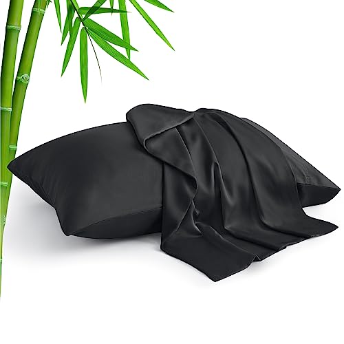 Image of BEDELITE King Pillow Cases Set of 2, Rayon Derived from Bamboo, Black