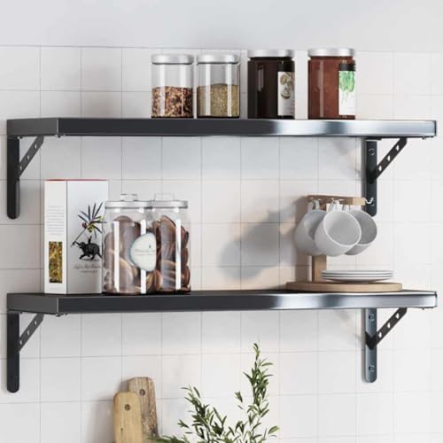 Support étagère mural acier équerre noire robuste fixation étagère lot de 4 - 2