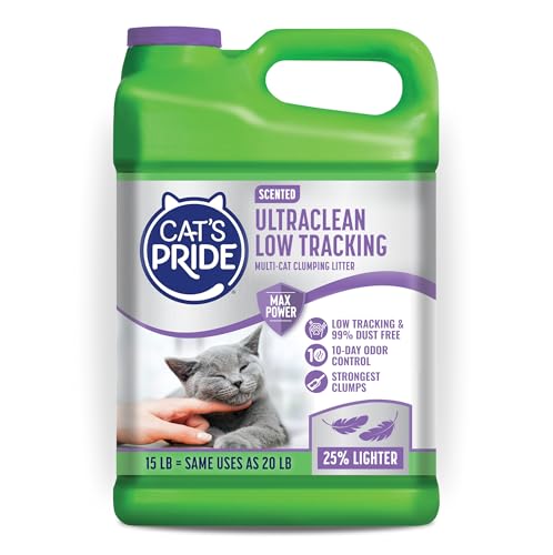 Cat's Pride Max Power: UltraClean Low Tracking Multi-Cat Clumping Litter - Keeps Paws & Home Clean - Up to 10 Days of Powerful Odor Control - 99% Dust Free - Fresh Scent, 15 Pounds