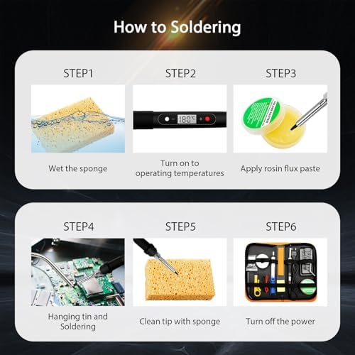 Bild 5 - 100W Lötkolben-Set – LCD-Temperaturregelung von 180°-520°C, 16-in-1 Lötkolben Lötset mit 50g Lötzinn, 5 Lötspitzen, Entlötpumpe, Lötständer, Zange – Ideal für Elektroinstallationen, Elektronikreparat
