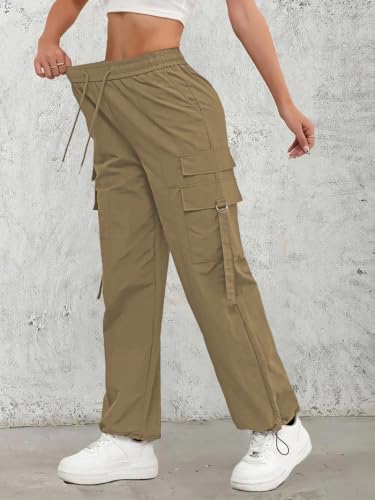 Image of Leriya Fashion Cargo Pants For Woman | Trousers For Womans |High Waist PolyCotton Trouser for Women - Flared Parachute Pants with Side Pockets |Womens Cargo Pant | Track Pant For Womans |Elegant for College & Events (Available in Plus Size)