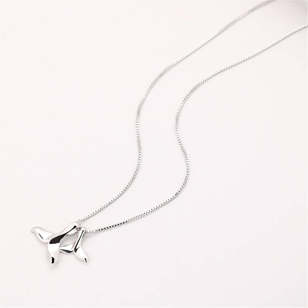 Sterling Silver Necklace with Double Mermaid Tail Pendants for Women Men Delicate Personalized Polished Fish Whale Tail Pendant Dangling 18" Chain Fashion Jewelry - Image 6