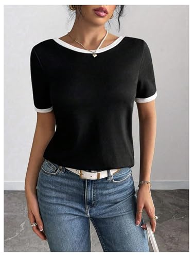 SOLY HUX Women's Bow T Shirt Short Sleeve Crew Neck Tee Casual Summer Tops2