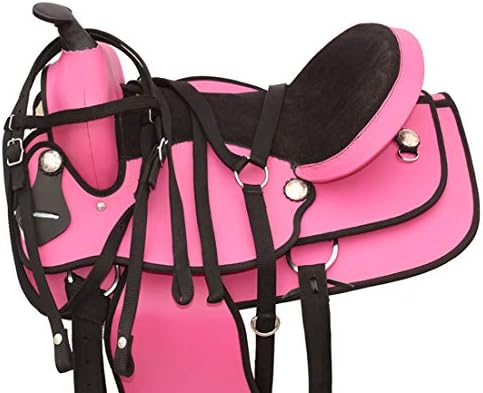 Western Barrel Racing Handmade Synthetic Cordura Horse Saddle Lightweight Trail Tack Equestrian Get Matching Headstall, Breastplate & REINS, Size: 10-18 inches Seat, DD04