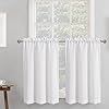 Chyhomenyc 2 panels white kitchen curtains 36 inch length tier curtains faux linen textured small cafe curtains light filtering short window curtains for bathroom basement 30×36 inch 2pcs  urban country home decor