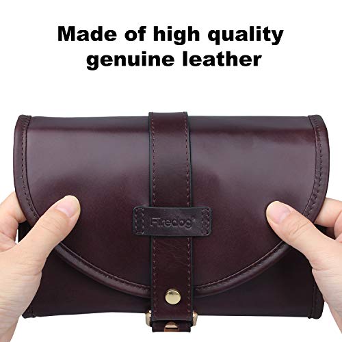 Traditional Brown Genuine Leather Tobacco Smoking Pipe Pouch Bag Organize Case Pipe Tool Lighter Holder Pocket 2 Pipe (red-Brown) - Thumbnail 2