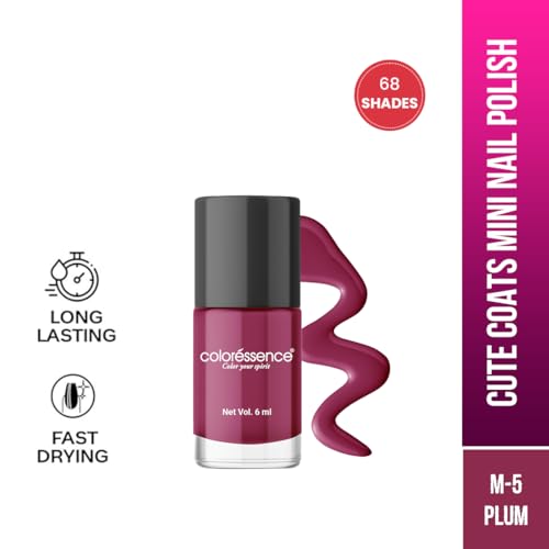 Image of Coloressence Cute Coats Long Lasting Nail Paint | Chip Resistant | Quick Dry | One Swipe Application | Toxin Free|Plum-6ml