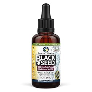 Amazing Herbs Premium Black Seed Oil – Cold Pressed Nigella Sativa Aids in Digestive Health, Immune Support, Brain…