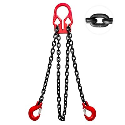 YATOINTO Adjustable Chain Sling 10FT 5/16, 3.18 Ton G80 Alloy Steel Double Leg Slings with 2 Safety Grab Hooks, 2 Way Chain Slings Heavy Duty with Standard Marking