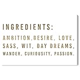 The Oliver Gal Artist Co. Success and Entrepreneurial Wall Art Canvas Prints 'Ingredients Metallic' Home Décor, 15' x 10', Gold, White