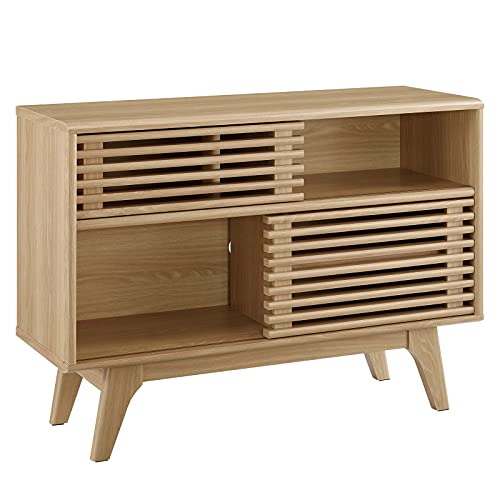 Modway Render Mid-Century Modern Two-Tier Display Stand In Oak #TOP1