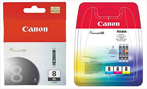 CLI8 (CLI-8) Ink Tank, 4 Pack, Black; Cyan; Magenta; Yellow by Canon
