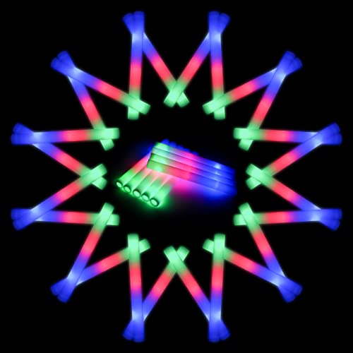 Jiahz Glow Sticks Bulk, 210 PCS Foam Glow Sticks with 3 Modes Colorful Flashing for Wedding, Concert, Party, Raves, Events, Birthday