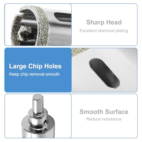 Image of 1-1 /4 inch / 32mm Diamond Glass Hole Saw with Center Drill Bit for Ceramic, Glass, Tile, Porcelain, Marble