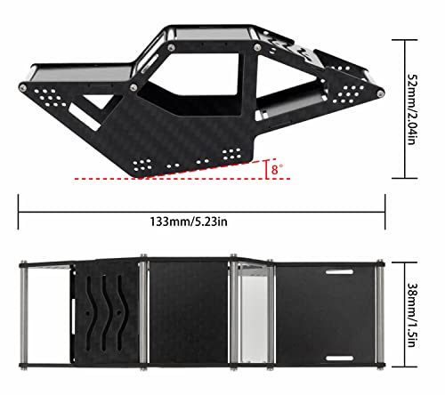 Upgrade Rc Carbon Fiber Lcg Chassis Frame Body Kit, Meus Racing 1/24 Rocks Cage Body Shell Set Rc Replacement Parts For Axial Scx24 C10 Jlu Ford Bronco Rc Crawler Upgrades Accessories Parts Black #TOP2