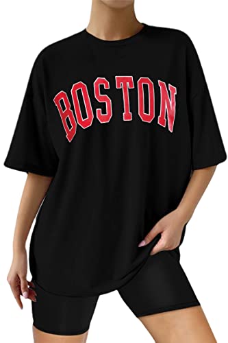 Women Miami Florida Letter Graphic Print Tee Shirt Oversized Short Sleeve Crew Neck Drop Shoulder Casual T-Shirt Tops2