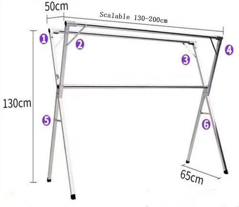 Adjustable Clothes Drying Rack, Stainless Steel Double Rail Laundry Airer, Folding Hanger for Indoor & Outdoor Use, 1.6m