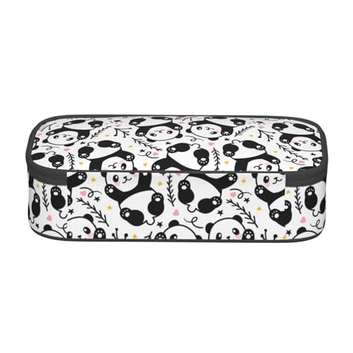 Image of Cute Panda Large Pencil Case With Zipper Compartments Stationery Pencil Bag For Kids Teens Students School Supplies