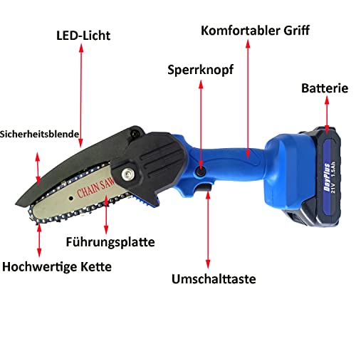 Akku Kettensäge Elektrisch, Kettensäge Akku, Mini Kettensäge mit Akku und Ladegerät, 4 Zoll Einhand Elektrische… – Bild 3