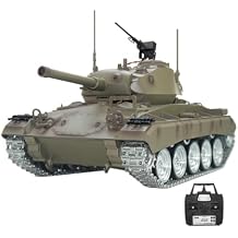 Rc Tank That Shoots, 1/16 Scale 2.4G RC US M24 Light Tank Model with Smoke and Sound Effects Metal Upgraded Version