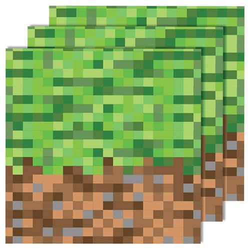 Ovanda 20 Stück Pixelmotiv Happy Birthday Serviettens,Pixel Servietten Kindergeburtstag,Pixelmotiv Servietten Geburtstag Mädchen Jungen,Kinder Geburtstag Serviettens