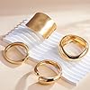 MEDOJO 4 Pcs Women Golden Cuff Bracelet Hinged Design Bracelet Trendy Chunky Cuff Bangle Thick Golden Bracelets for Women #2