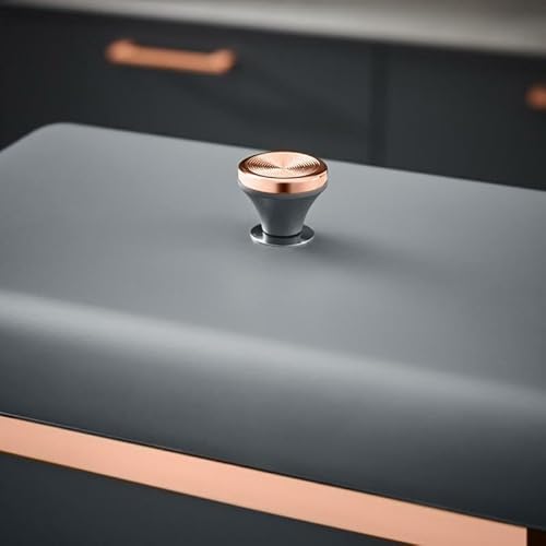 Tower Cavaletto Grey Bread Bin and Tea, Coffee & Sugar Canisters. Contemporary Kitchen Storage Set in Grey with Rose Gold Accents - Image 5