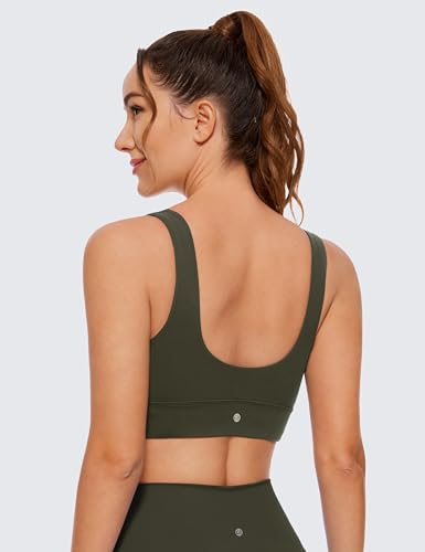 Image of CRZ YOGA Butterluxe U Back Sports Bras | Light Support, Removable Pads, Yoga, Extremely Soft, Longline, Scoop Neck, Wide Straps, for Women