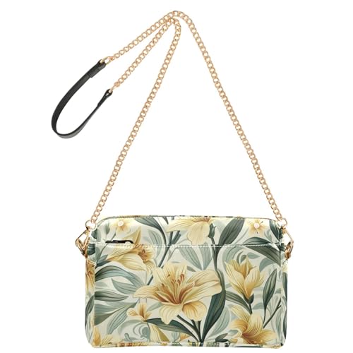 KLL Vintage Lily Flower Fashion Small Crossbody Bags For Women Vegan Leather Cross Over Purse Waterproof Woman Shoulder Handbags