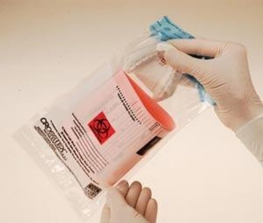 250 Pack Biohazard Lab Transport Bag Standard 6" x 10" Plastic Self-Adhesive Clear Patient Name Laboratory Bags