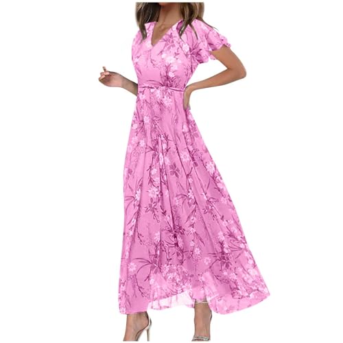 Robe longue en mousseline de soie premium à imprimé floral et détails volants