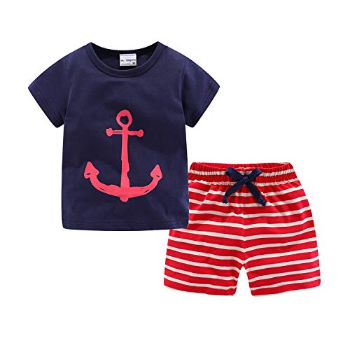 Image of LittleSpring Boys Summer 2piece Outfits Short Sleeve T-Shirt and Shorts Set