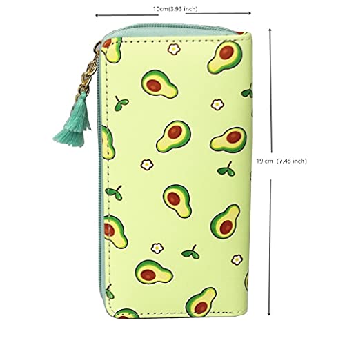 Timlee Cute Girls Long Wallets Long Purse Green Avocado Wallets for Girls Christmas Gif(Avocado)2