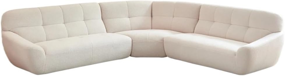 Corner Sectional Sofa with Tufted Seat Upholstered, Tool-Free Assembly.(Beige)