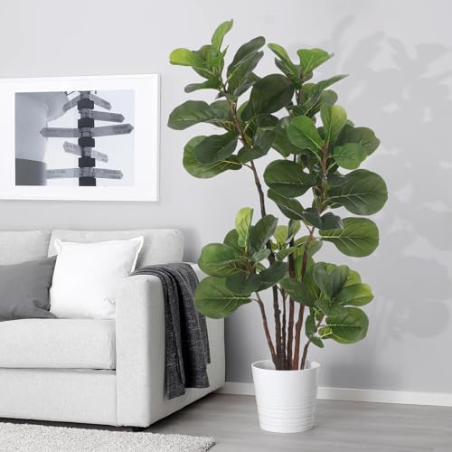 GAOMON Artificial Fiddle Leaf Fig Tree, 4 Ft Faux Ficus Lyrata Tree with 72 Leaves in Pot, Fake Green Plant for Indoor Outdoor Home Office Living Room