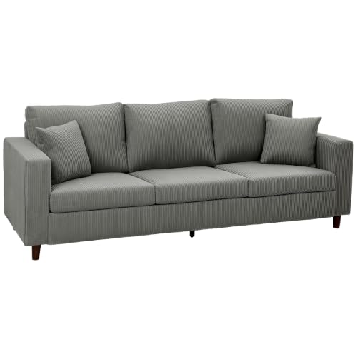 Image of HOMCOM 3 Seater Sofa 225 cm Couch Wide Deep Seat Light Grey
