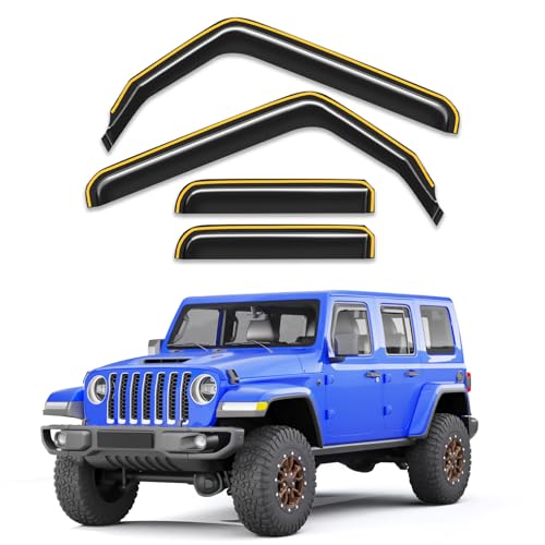 Breejoy in-Channel Window Rain Guards Fit for 2018-2026 Jeep Wrangler JL and 2020-2026 Jeep Gladiator Truck, Window Visors Window Deflectors Vent Visors Vent Shades Car Accessories -4 pcs