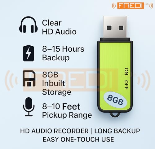 Image of FREDI HD PLUS USB Voice Recorder, Clear Audio Recording Pen Drive 8GB Inbuilt Memory Digital Voice Recorder Portable Audio Recorder for Home Office Meetings Lectures Interviews