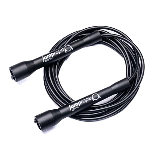Professionelles Rope Skipping Wettkampf Springseil SPEED CHAMPION (Ø5mm/3.0m Seillänge - verstellbar) (black-black)