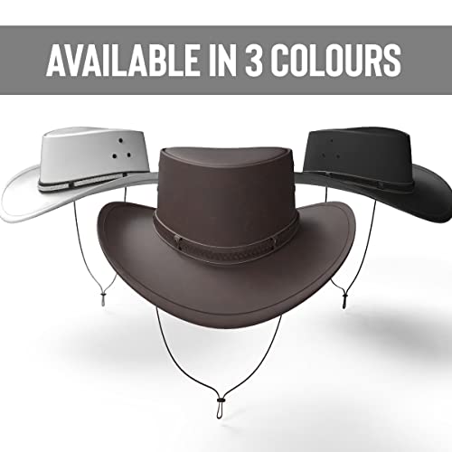 Image of HADZAM Showerproof Outback hat Also Worn as Leather Cowboy hat, Australian Hats for Men & Women