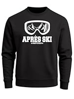 MoonWorks® Herren Sweatshirt Apres Ski Party Crew Winter Schnee Feiern Ski Snowboard Outfit Sweater Pullover Männer Schwarz L