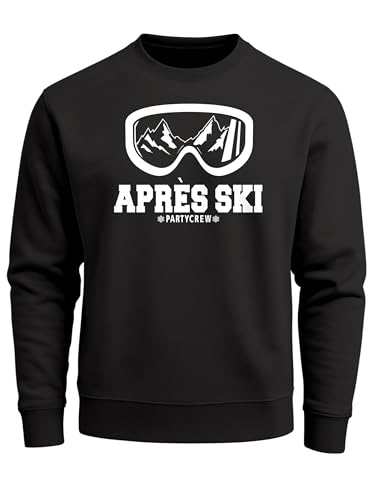 MoonWorks Herren Sweatshirt Apres Ski Party Crew Winter Schnee Feiern Ski Snowboard Outfit Sweater Pullover Männer Schwarz S