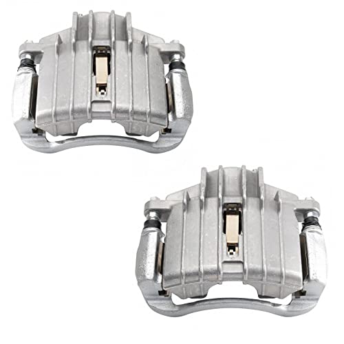 Image of TRQ Front Brake Caliper Set Zinc Coated Brackets Hardware Compatible with 2004-2005 Chevrolet Classic 1997-2003 Malibu 1999-2004 Oldsmobile Alero 1997-1999 Cutlass 1999-2005 Pontiac Grand Am