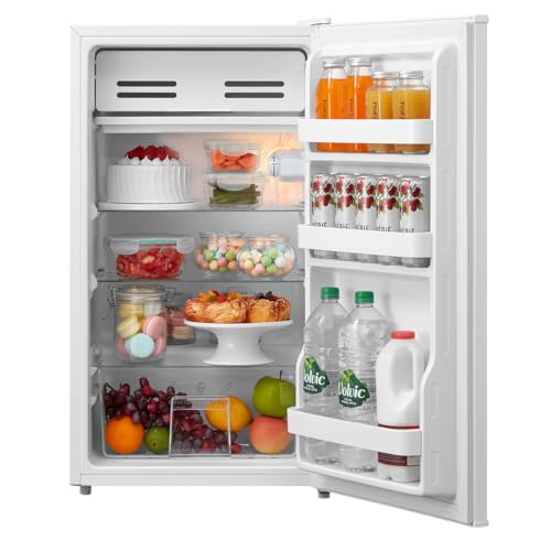 COMFEE RCD93WH2(E) Under Counter Fridge 93L Small Fridge with Cooler Box Interior Light Removable Glass Shelf Reversible Door Hinge Adjustable Legs Standard Refrigerator White [Energy Class E]