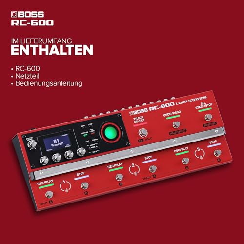 BOSS RC-600 Loop Station | Bodenlooper-Topmodell mit wegweisender Soundqualität und Flexibilität | 6 Stereo-Phrasen-Tracks | 9 Fußschalter | Riesige Effekt-Bibliothek | 2 XLR-Mikrofone